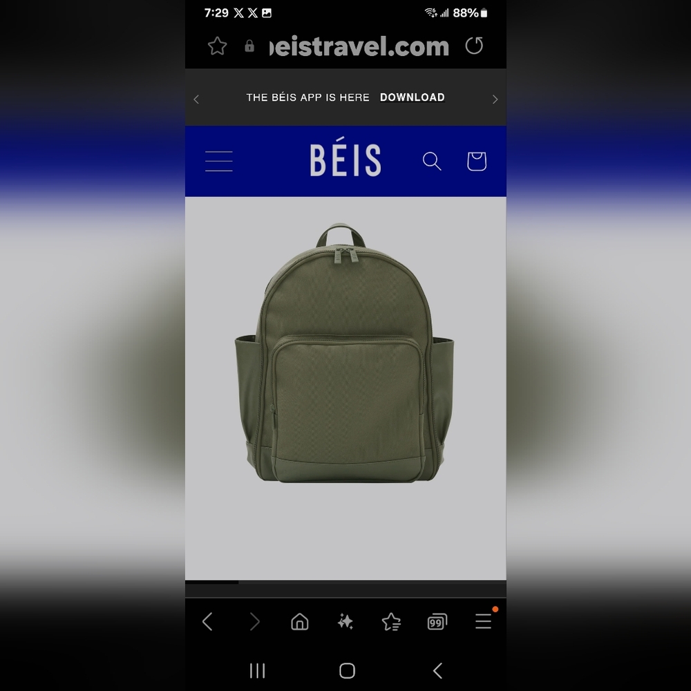 NEW AUTHENTIC BEIS, CANVAS AND LEATHER TRAVEL BACKPACK. - Picture 10 of 16